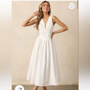 RED DRESS BOUTIQUE SUNNY DAY SOIREE WHITE COTTON CORSET MAXI DRESS Small NWT